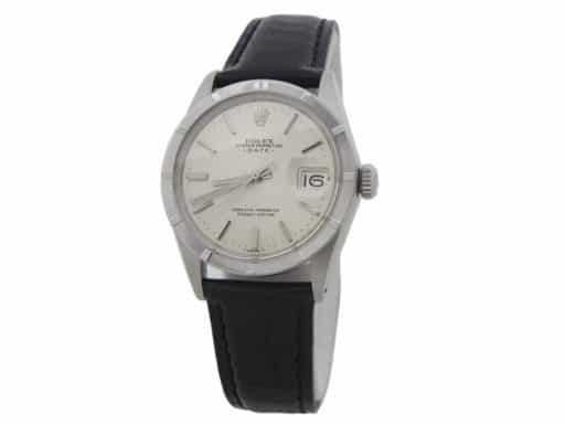 Mens Rolex Stainless Steel Date Watch Vintage 1501 Silver Dial Black Strap (SKU 2727643AMT)