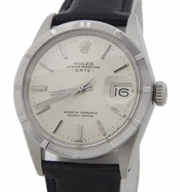Mens Rolex Stainless Steel Date Watch Vintage 1501 Silver Dial Black Strap (SKU 2727643AMT)