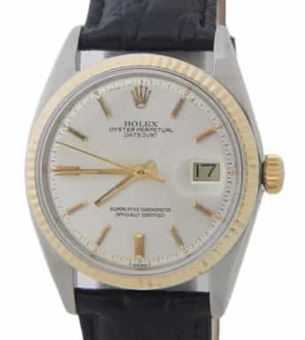 Mens Rolex Two-Tone Datejust 1601 Watch with Silver Dial (SKU 776326AMT)