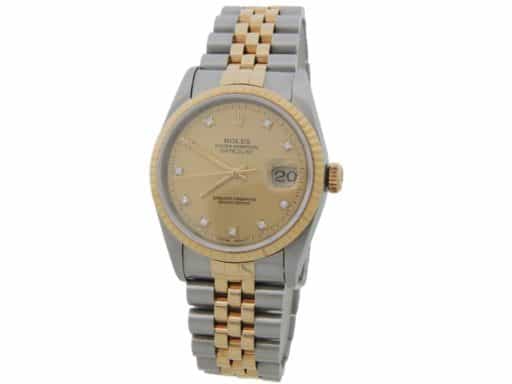 Mens Rolex Two-Tone Datejust Factory Diamond 16233 (SKU C113387AMT)