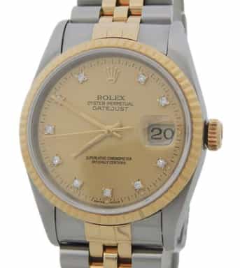 Mens Rolex Two-Tone Datejust Factory Diamond 16233 (SKU C113387AMT)