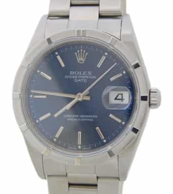 Mens Rolex Stainless Steel Date Watch Blue Dial 15210 (SKU F763989AMT)