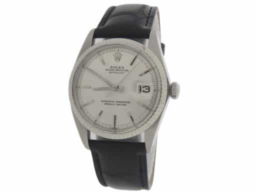 Mens Rolex Stainless Steel Datejust Watch Silver Linen Dial 1601 (SKU 1277158DAMT)