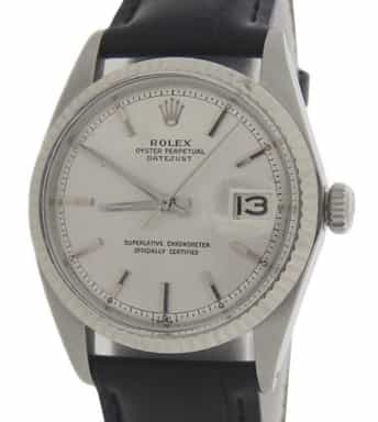 Mens Rolex Stainless Steel Datejust Watch Silver Linen Dial 1601 (SKU 1277158DAMT)
