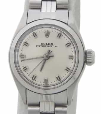 Ladies Rolex Stainless Steel Oyster Perpetual Silver 6618 (SKU 6618FJAMT)