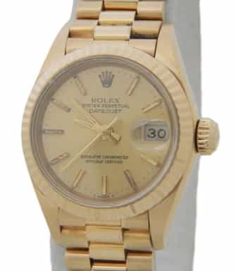 Ladies Rolex 18K Yellow Gold Datejust Watch with Champagne Dial  69178 (SKU 9176032AMT)