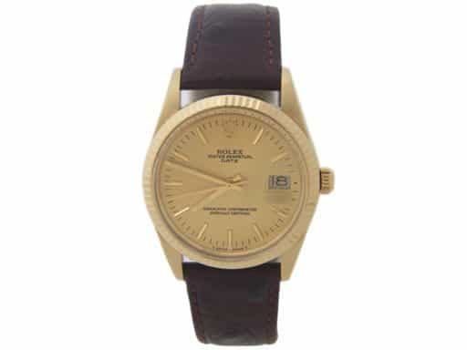 Mens Rolex 14K Yellow Gold Date Champagne 15037 (SKU 9648283BAMT)