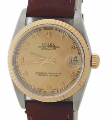 Mid Size Rolex Two-Tone 18K/SS Datejust 68273 Champagne Arabic Dial (SKU S195952AMT)