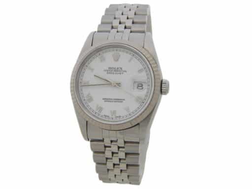 Mens Rolex Stainless Steel Datejust White Roman 16234 (SKU U262441AMT)