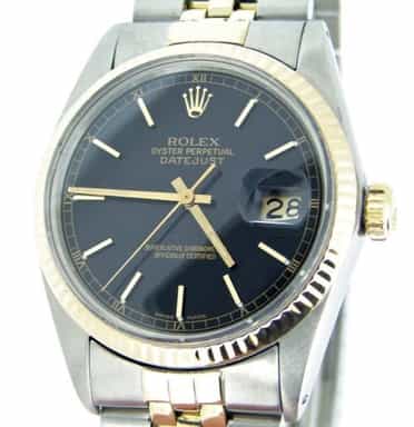 Mens Rolex Two-Tone 18K/SS Datejust Black 16013 (SKU BB6353653MT)
