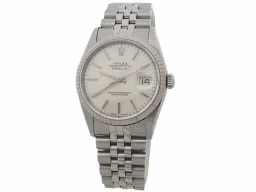 Mens Rolex Stainless Steel Datejust 16234 Watch with Silver Dial (SKU 16234FPAMT)
