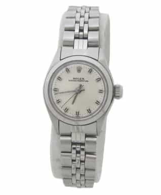 Ladies Rolex Stainless Steel Oyster Perpetual Silver 6618 (SKU 6618FJAMT)