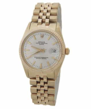 Mens Rolex 14K Yellow Gold Date Silver Dial 15037 (SKU 7109617AMT)
