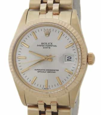Mens Rolex 14K Yellow Gold Date Silver Dial 15037 (SKU 7109617AMT)