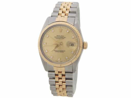 Mens Rolex Two-Tone 18K/SS Datejust Champagne Diamond Dial 16013 (SKU 8787106AMT)