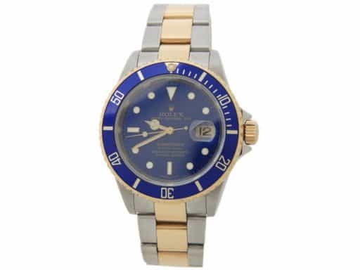 Mens Rolex Two-Tone 18K/SS Submariner Blue 16613 (SKU BLE16613AMT)