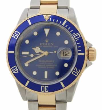 Mens Rolex Two-Tone 18K/SS Submariner Blue 16613 (SKU BLE16613AMT)