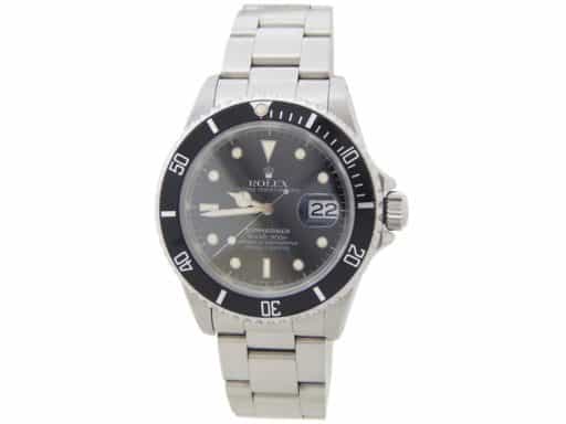 Mens Rolex Stainless Steel Submariner Watch Black Dial 16610 (SKU BLK16610AMT)