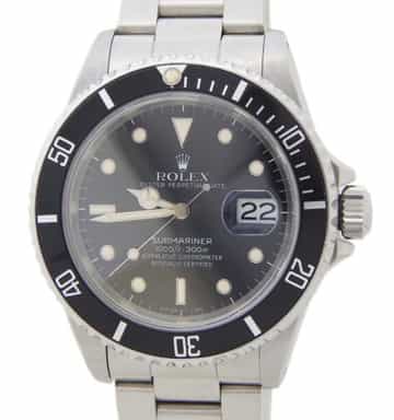 Mens Rolex Stainless Steel Submariner Watch Black Dial 16610 (SKU BLK16610AMT)