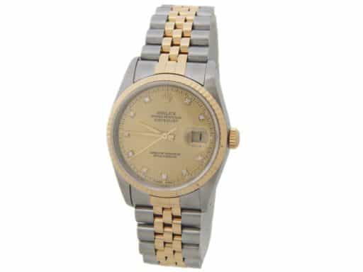 Mens Rolex Two-Tone Datejust Factory Gold Diamond Dial 16233 (SKU E664808AMT)