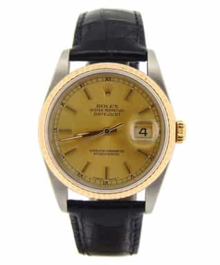 Mens Rolex Two-Tone 18K/SS Datejust Champagne  16233 (SKU L958121NBLKBCMT)