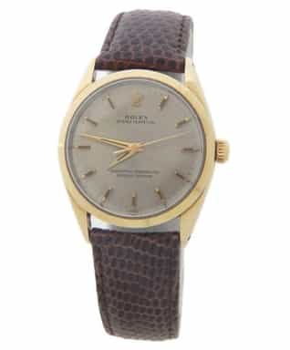 Mens Rolex 14K Gold Shell Oyster Perpetual Slate Gray Dial 1024 (SKU 1271276AMT)