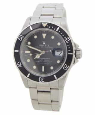 Mens Rolex Black Stainless Steel Submariner Watch Black Dial 16610 (SKU 16610FPAMT)