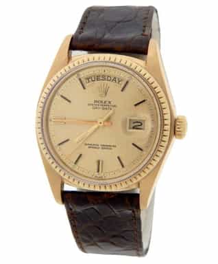Mens Rolex 18K Gold Day-Date Watch with Gold Linen Dial 1803 (SKU 3594606NMTB)