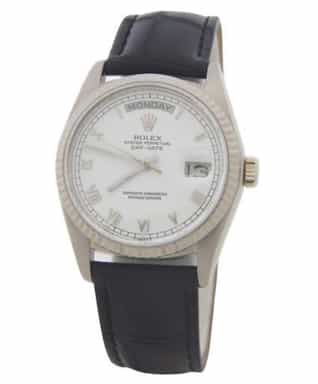 Mens Rolex 18K Day Date Watch Ref. 18039 with White Roman Dial (SKU 5812319FPAMT)