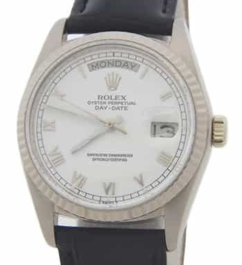 Mens Rolex 18K Day Date Watch Ref. 18039 with White Roman Dial (SKU 5812319FPAMT)
