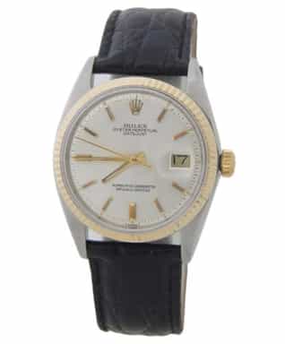 Mens Rolex Two-Tone Datejust 1601 Watch with Silver Dial (SKU 776326AMT)