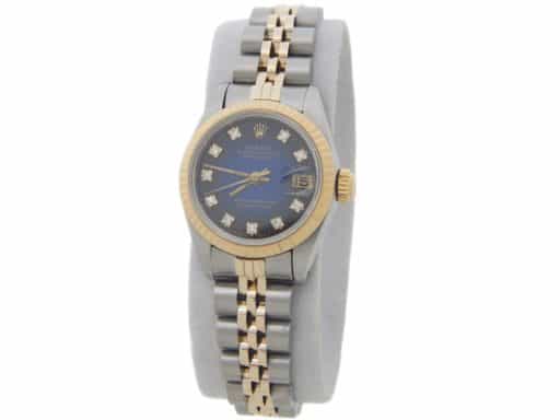Ladies Rolex Two-Tone 18K/SS Datejust Blue Vignette Diamond 69173 (SKU 8133779FPAMT)