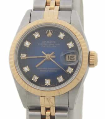 Ladies Rolex Two-Tone 18K/SS Datejust Blue Vignette Diamond 69173 (SKU 8133779AMT)