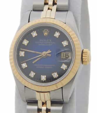 Ladies Rolex Two-Tone 18K/SS Datejust Blue Vignette Diamond 69173 (SKU 8133779FPAMT)