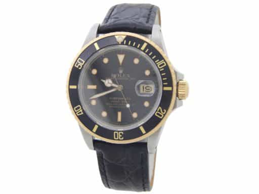 Mens Rolex Two-Tone Submariner 16803 with Black Dial (SKU 9728543BLAMT)