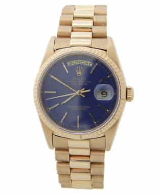 Mens Rolex 18K Gold Day-Date President Watch Blue Dial 18238 (SKU E302218AMT)