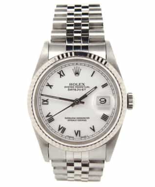 Mens Rolex Stainless Steel Datejust White Roman 16234 (SKU S177557NMT)