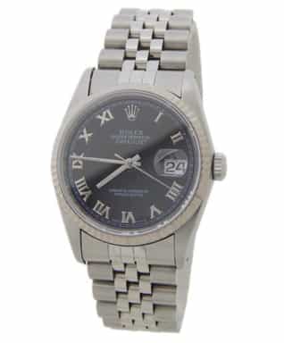Mens Rolex Stainless Steel Datejust Black Roman Dial 16234 (SKU X925396AMT)