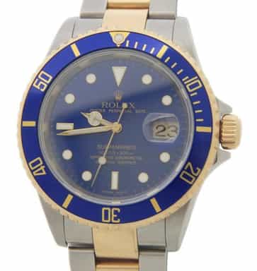 Mens Rolex Two-Tone 18K/SS Submariner Blue 16613 (SKU Z862534AMT)