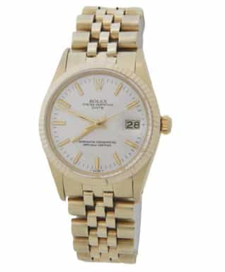 Mens Rolex 14K Yellow Gold Date Silver Dial 15037 (SKU 6719555AMT)