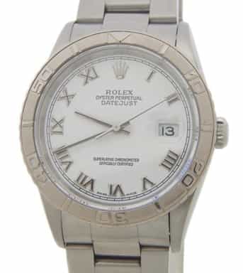 Mens Rolex Stainless Steel Datejust Turn-O-Graph White Dial 16264 (SKU F031567AMT)