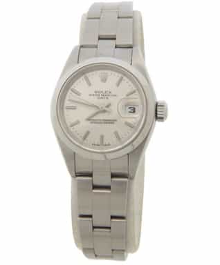 Ladies Rolex Stainless Steel Date Watch with Silver Stick Dial 79160 (SKU F257043AMT)