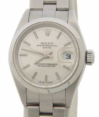 Ladies Rolex Stainless Steel Date Watch with Silver Stick Dial 79160 (SKU F257043AMT)