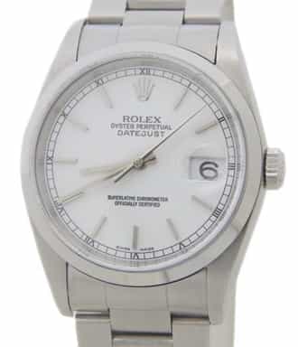 Mens Rolex Stainless Steel Datejust White Dial 16200 (SKU F553893AMT)