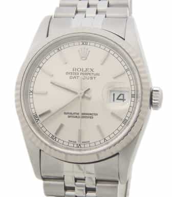 Mens Rolex Stainless Steel Datejust Silver Dial 16234 (SKU K866902AMT)