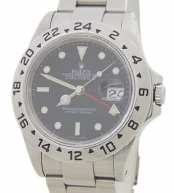 Mens Rolex Stainless Steel Explorer II Ref. 16570 Watch with Black Dial (SKU P209258UAMT)