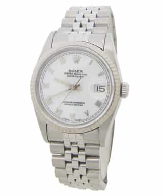 Mens Rolex Stainless Steel Datejust White Roman Dial 16234 (SKU S702888AMT)