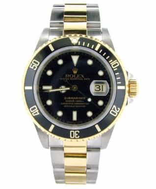 Mens Rolex Two-Tone 18K/SS Submariner Black  16613 (SKU T736740NBCMT)