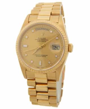 Mens Rolex 18K Gold Day-Date President Champagne Diamond 18238 (SKU 18238FPAMT)