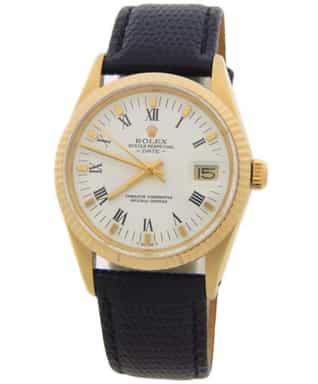 Mens Rolex 14K Yellow Gold 15037 Date Watch with White Roman Dial (SKU 6719388BLAMT)